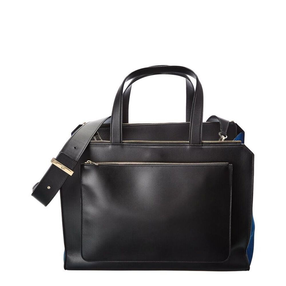 Valextra Passepartout Large Leather Satchel, Black